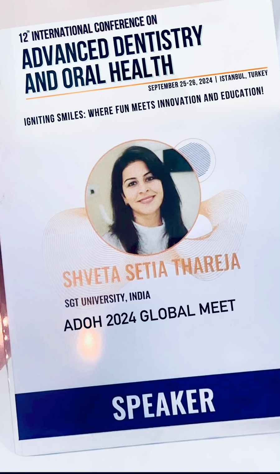 Speaker card for Shveta Setia Thareja at ADOH 2024, Istanbul