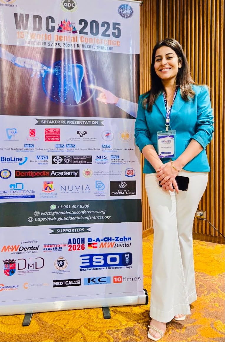 Dr Shveta at the World Dental Conference speaker board